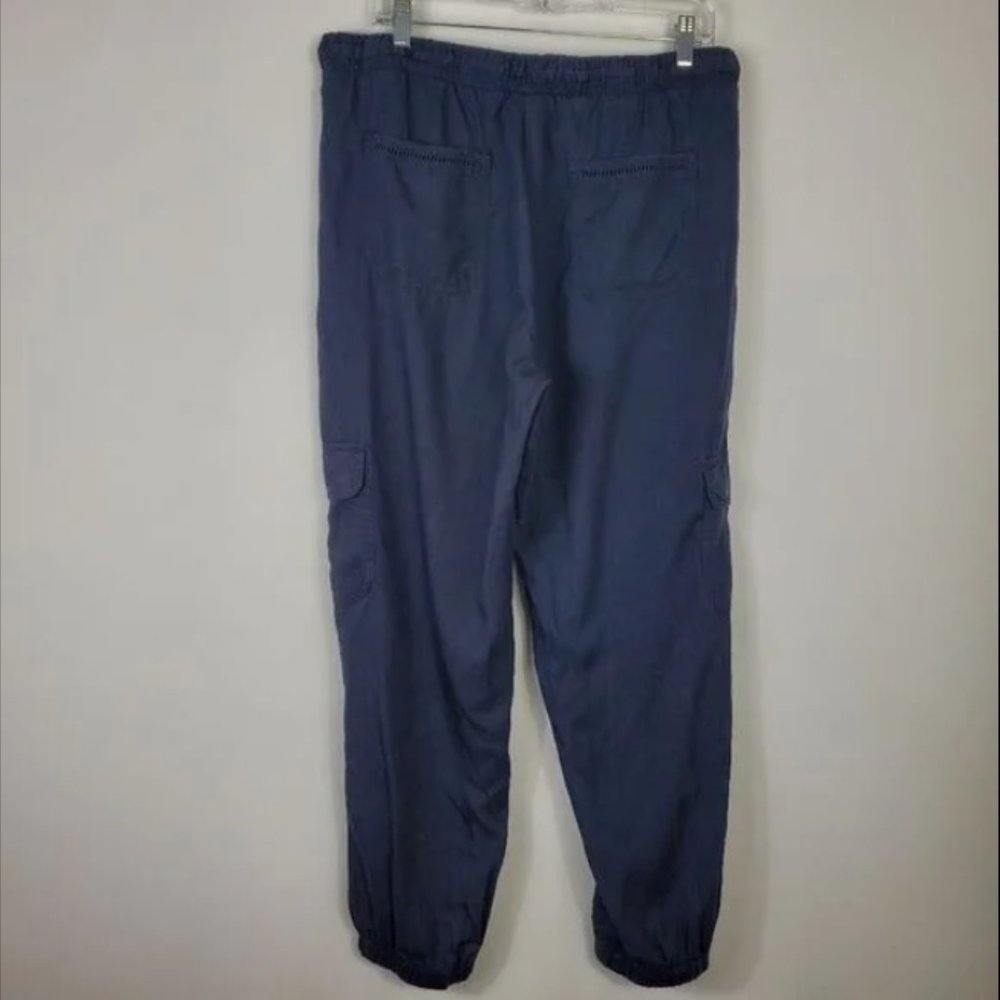 Knox Rose Blue Lyocell Joggers Womens Size L Lightweight Beachy Boho Pockets